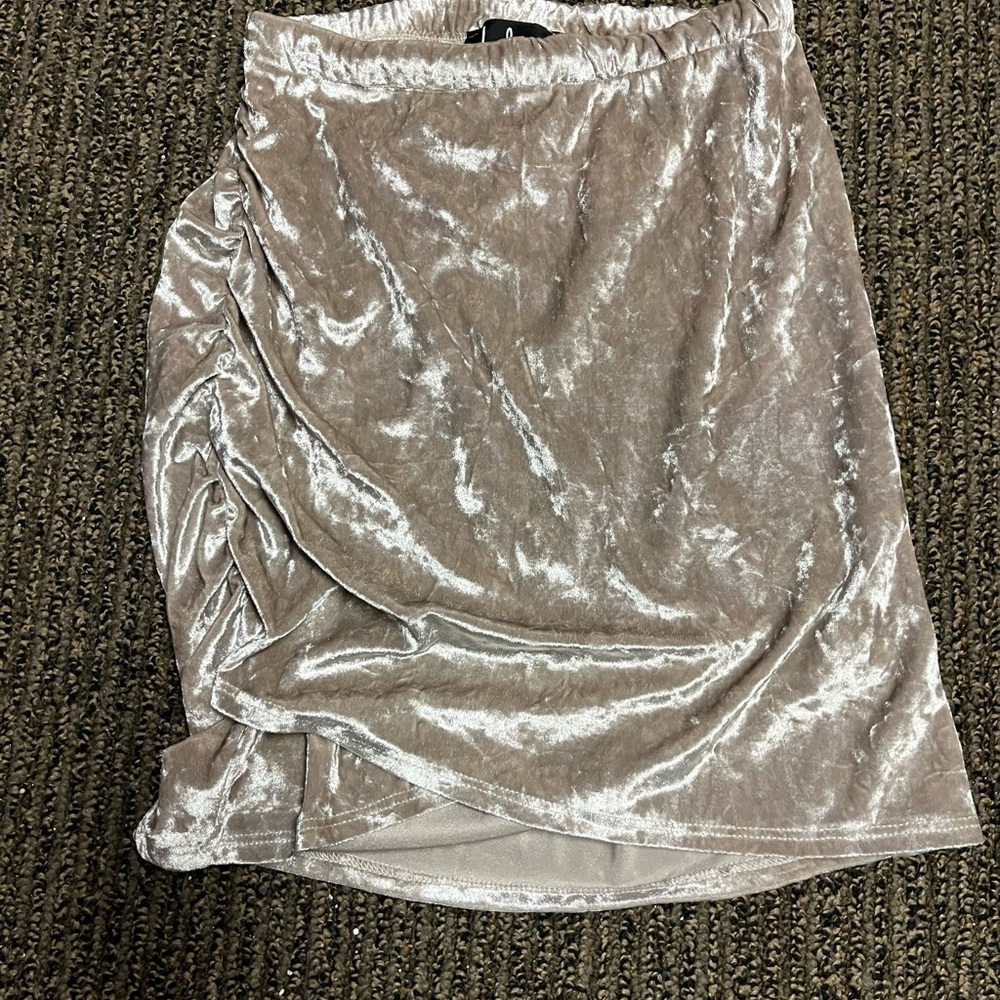 Lulu's Silver/Pink Ruched Mini Pencil Skirt